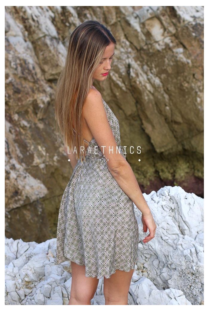SHORT DRESS WITH BARE BACK - VANILL