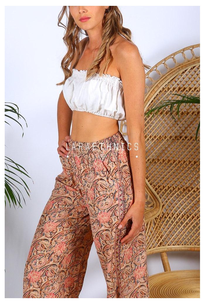 PANTALON DROIT TAILLE SMOCKEE GOLD - DELON