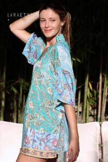 SHORT KIMONO - OCTAVIA TURQUOISE