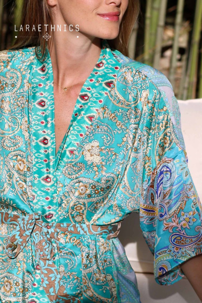 SHORT KIMONO - OCTAVIA TURQUOISE