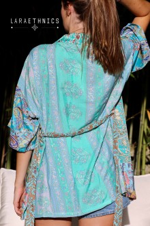 SHORT KIMONO - OCTAVIA TURQUOISE