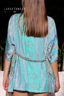 SHORT KIMONO - OCTAVIA TURQUOISE