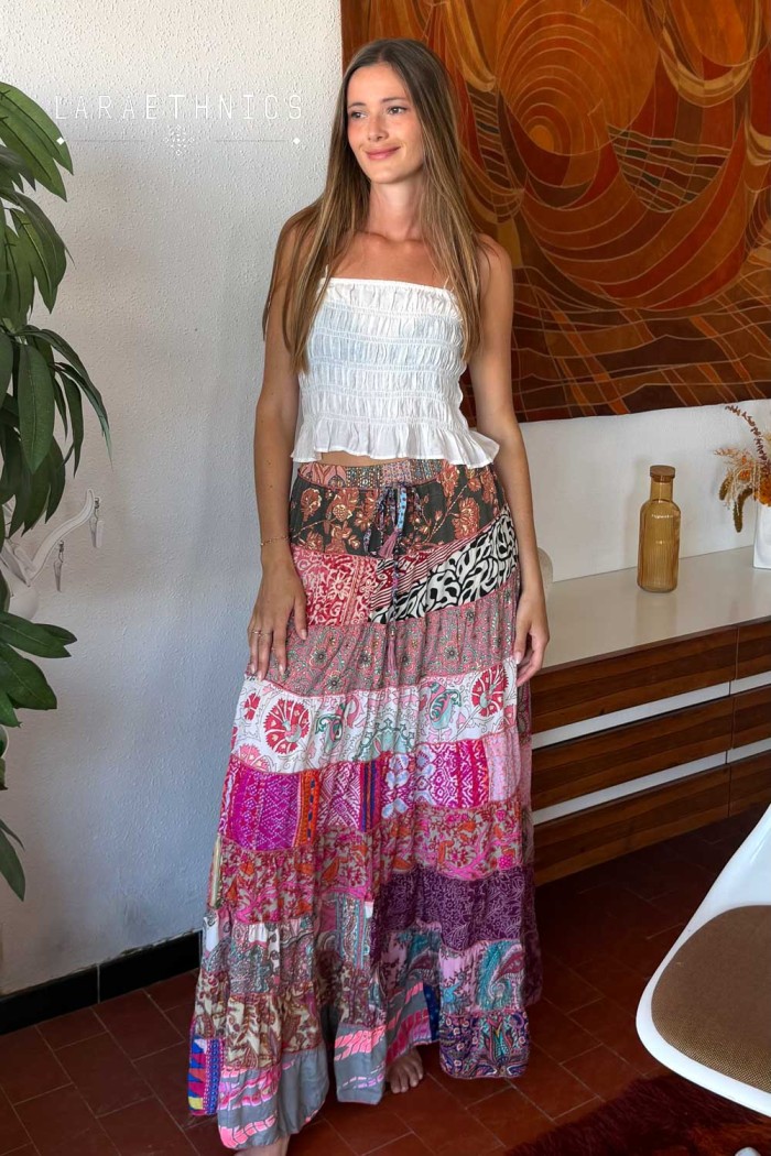 FALDA DE PATCHWORK - GLAMOUR PINK
