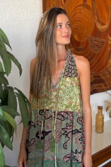 VESTIDO DE PATCHWORK - DIANA KAKI