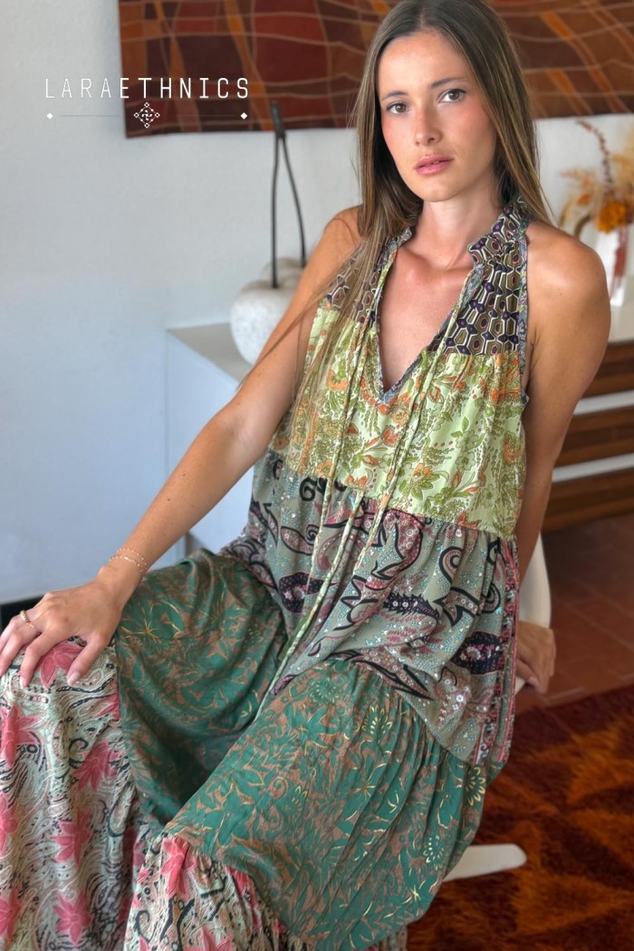 PATCHWORK DRESS - DIANA KAKI